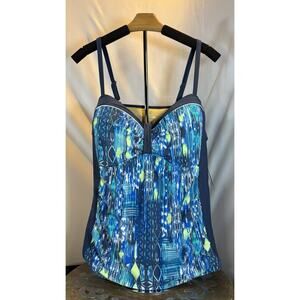 Women’s NEW Free Country TANKINI Top Sz 2X Blue Padded Cups
